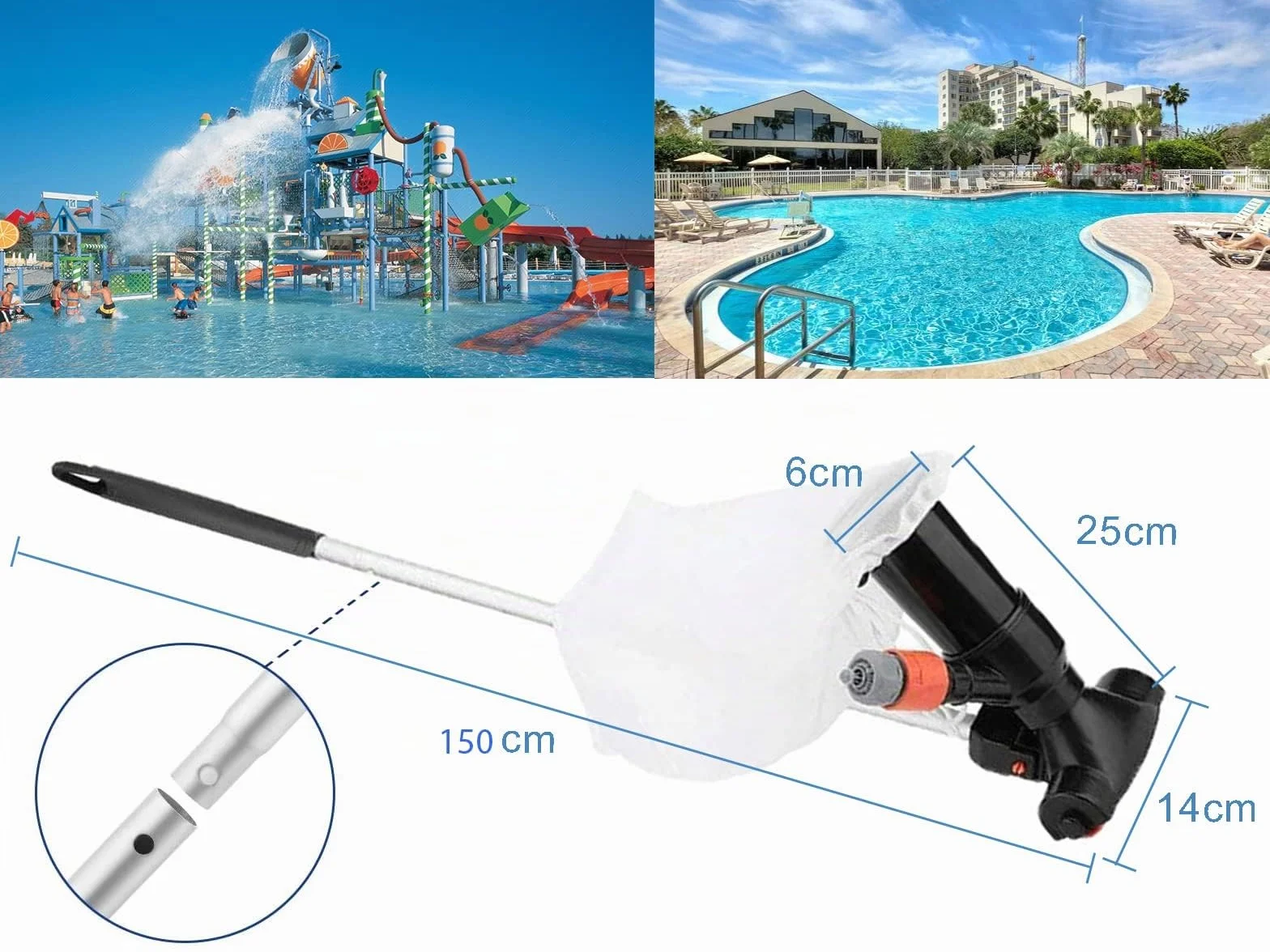 Limpiafondos Piscina Hidraulico, Aspiradora Piscina Pequeña, Kit Limpieza Piscina Desmontable, Limpiador Piscina Fondo Y Paredes Manual, Aspirador Agua Piscina Estanques para Jardin (Azul)