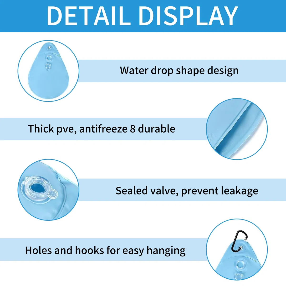 Bolsas de Agua Colgantes para Cubierta de Piscina,12 Piezas Unidades de Bolsas de Agua Colgantes con Ganchos,Bolsas de Peso de Agua para Piscinas sobre el Suelo,Cubiertas para Piscina