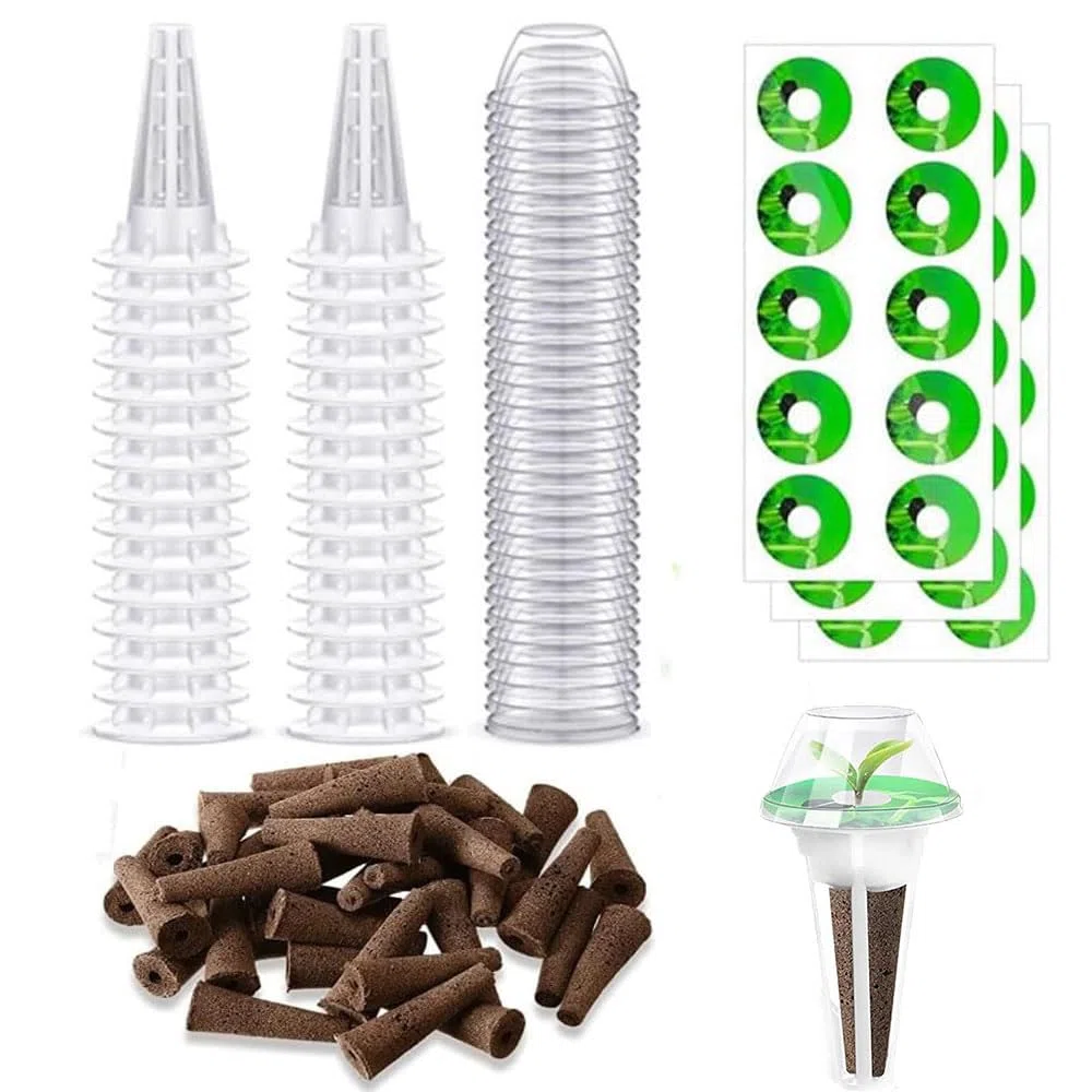 Piezas Kit Jardinería Hidropónica Interior, 30 Esponjas de Crecimiento, 30 Cestas de Semillas, 30 Tapas Aislamiento, 30 Etiquetas, para Sistema de Cultivo Hidropónico de Jardín y Interior