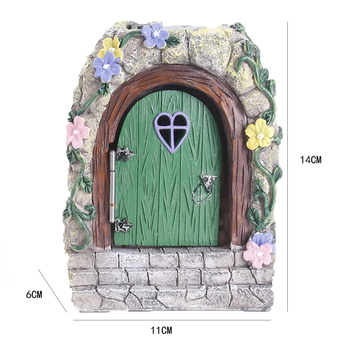 Puerta de Hadas para Jardín, Decoración de Árbol de Hadas, Escultura de Jardín de Patio con Energía Solar, Pintada a Mano, Resina de, Verde, Mágica, Retro, Exterior e Interior