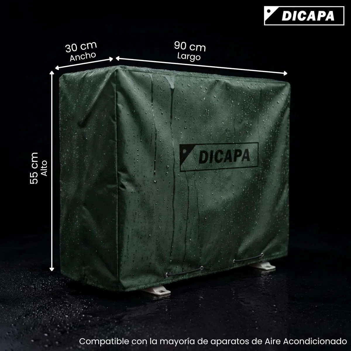 DICAPA Funda Aire Acondicionado Exterior de 90 x 55 x 30 cm. Cubre Aire Acondicionado Exterior Impermeable y Resistente (Verde)