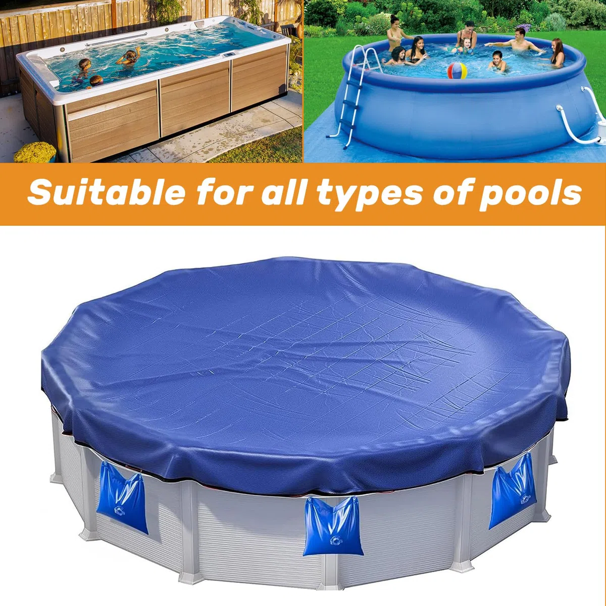 Qivine Cojín de Invierno para Piscina, 12 Piezas 30 x 25 cm Cojines de Piscina Invernación de Fijación, Cojín de Aire para Cubierta de Piscina sobre el Suelo