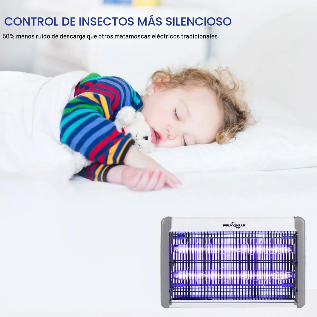 fraxinus Matamoscas Electrico, Lámpara Antimosquitos, Mata Insectos Insectocutor, Potente Schock Eléctrico, Libre de Químicos, Seguro de Usar en Casas, Preparación de Alimentos, Hospitales.
