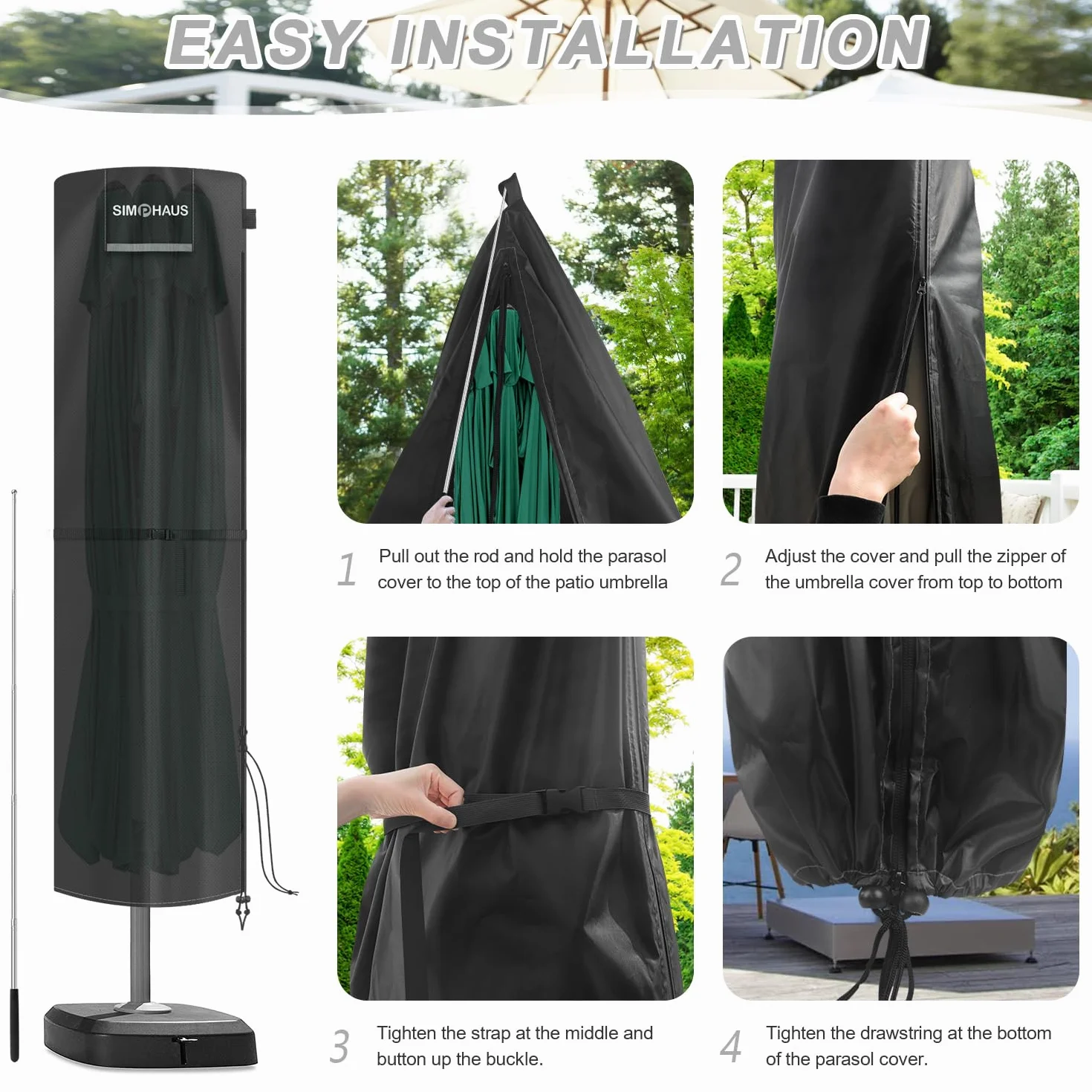 Funda Ducha Solar Exterior Funda Impermeable para Sombrilla de Jardín Fundas para Parasol de 3 Metros Fundas para Sombrilla Playa Cubierta de Ducha Solar Anti UV 420D Tela Oxford 220x67/67cm