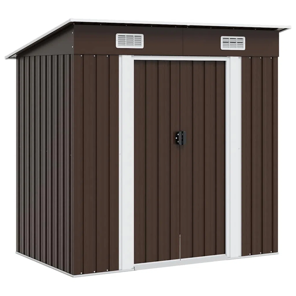 vidaXL Caseta de Almacenamiento jardín Acero marrón 194x121x181 cm