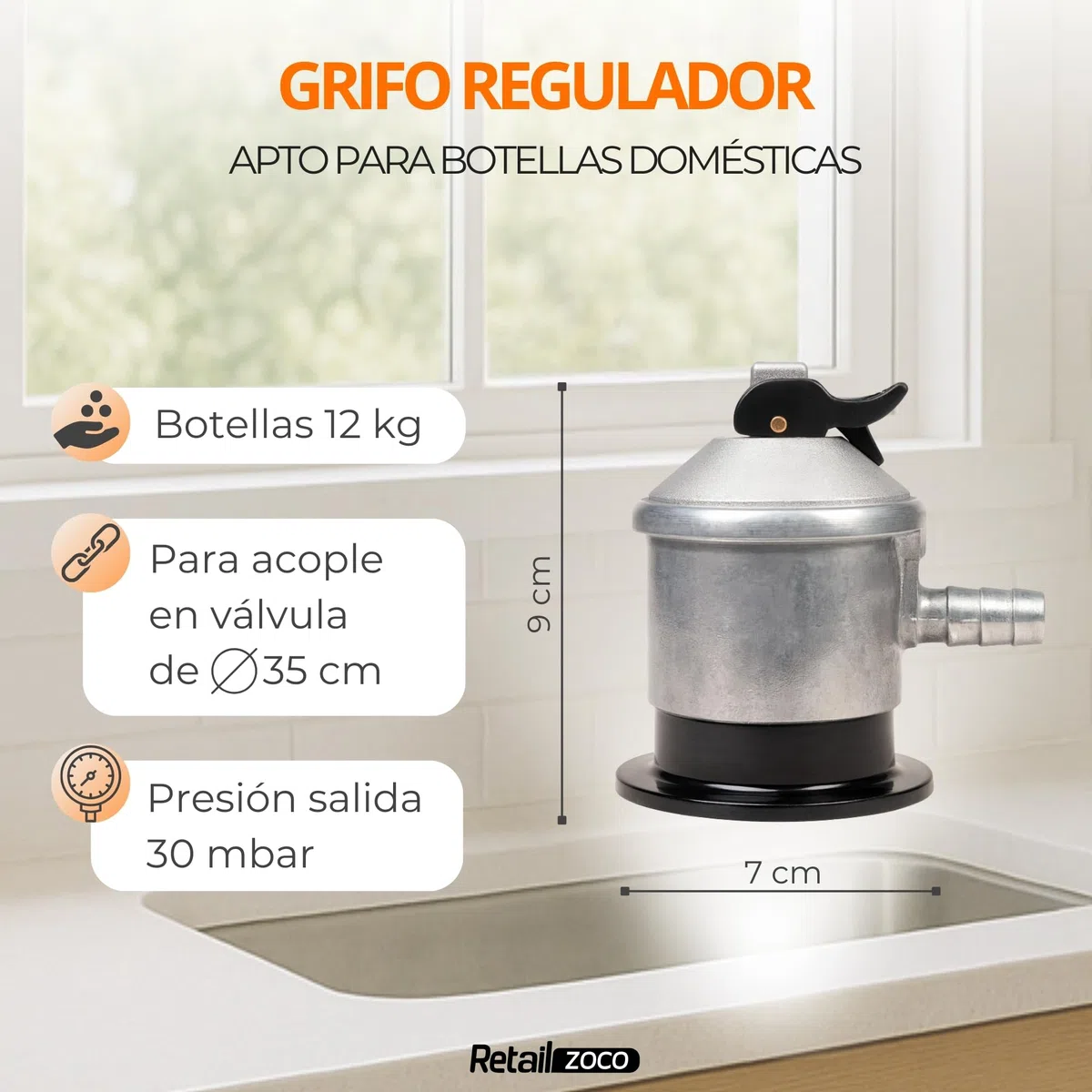 Kit completo butano, Regulador de gas butano + Tubo Goma 1,5 metros + 2 abrazaderas seguridad, Homologado ,Apto para cocinas, estufas gas, calderas, catalíticas, barbacoas, paelleras, calentadores