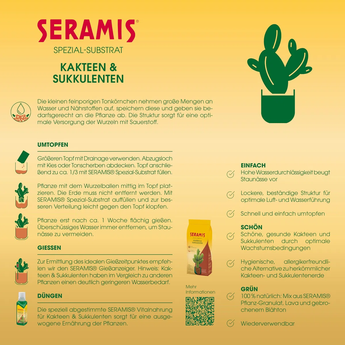 Seramis 731755 Sustrato Especial para Cactus y suculentas, Arcilla expandida, Sustituto para Tierra de Cactus para el Almacenamiento de nutrientes