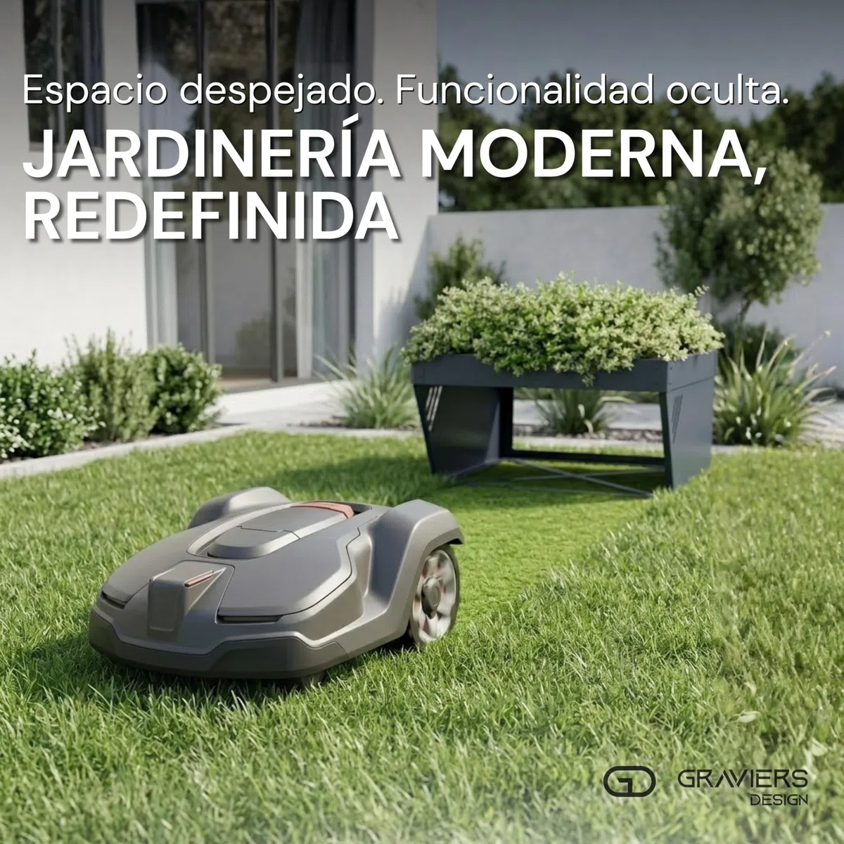 Graviers Garaje para robot cortacésped con jardinera, antracita RAL 7016, techo para robot de césped, protección solar y protección contra la lluvia, acero 60 x 70 x 39,6 cm