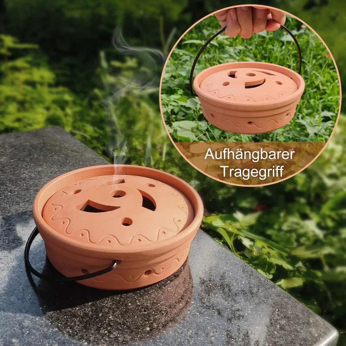 Cuenco ignífugo repelente de avispas y caja ahumadora para disuadir avispas con olor a café, quemador de incienso no frágil para espiral de mosquitos