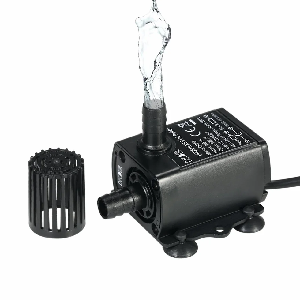 Decdeal USB DC5V 4.8W 300L/H Elevación 300cm Mini Bomba de Agua Ultrasilencioso, Sin Cepillo, Impermeable, Sumergible, para Circulación de Fuente Acuario