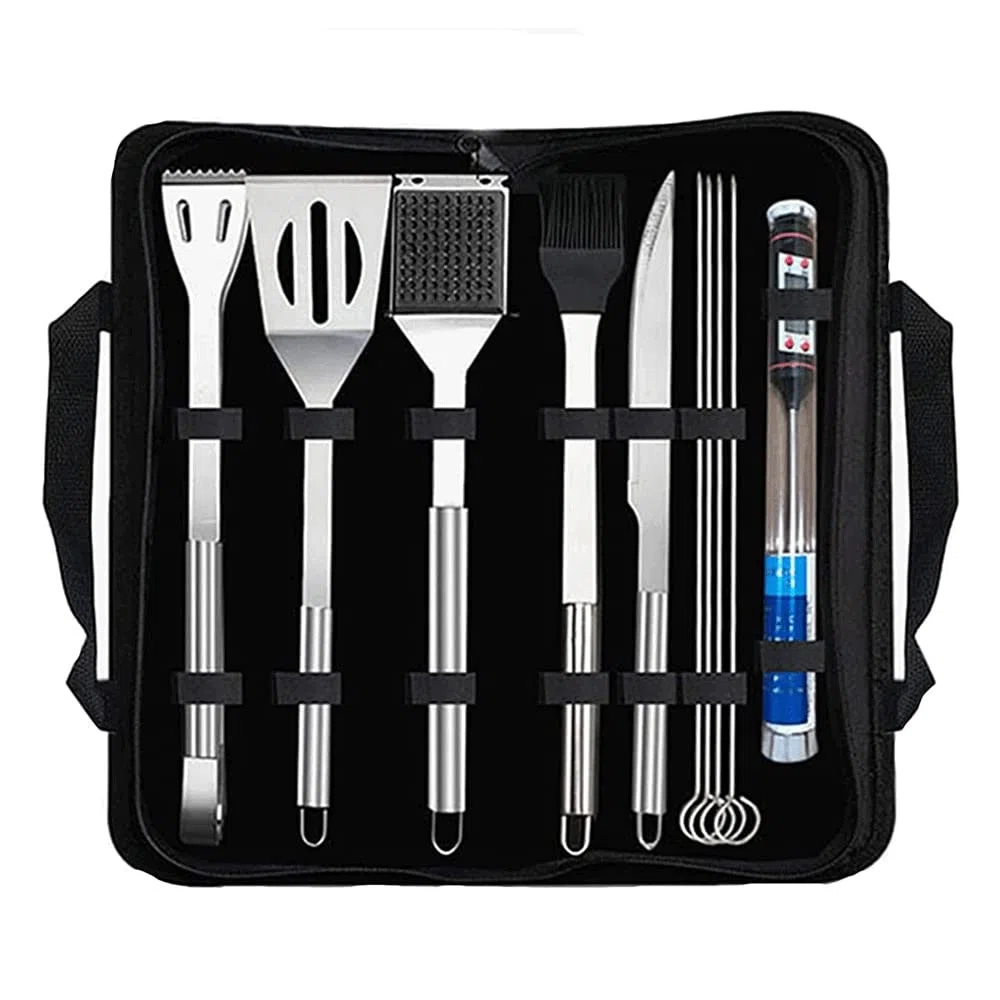 Accesorios para Asar,Accesorios para Barbacoa,Juego de Utensilios para Parrilla, Juego de Parrilla de Acero Inoxidable de 10 Piezas,Barbacoa al Aire Libre