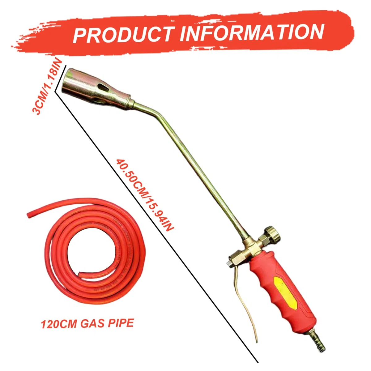 Antorcha para malezas, quemador de malezas de doble interruptor con mango antideslizante, antorcha para desmalezar con tubo de 47 pulgadas para desmalezar y derretir nieve.