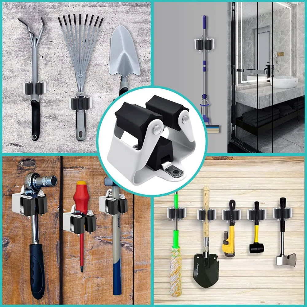 3-H Cuelga Escobas Pared 20 Piezas, Soporte Escobas Pared Acero Inoxidable Colgador Escobas y Fregonas 0,7MM Espesor Antideslizante, 5KG Soporte, Tornillos Incluidos para Cocina,Baño,Garaje,Jardín