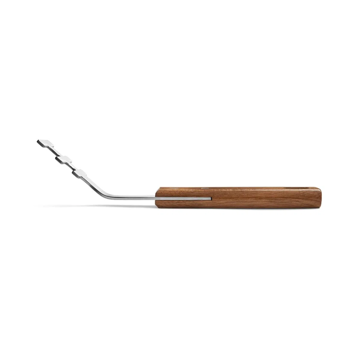 BURNHARD Levantador de Rejillas Acero Inoxidable, Mango ergonómico de Madera de Acacia, Ajuste Seguro para Rejillas Fred & Earl, con Gancho Integrado – Grid Lifter