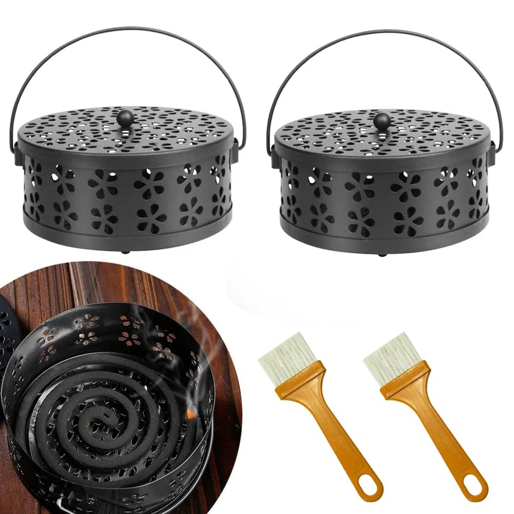 Porta Incienso Antimosquitos,Portable Mosquito Coil Holder,Mosquito Coil Holder,Porta Incienso Espiral,Quemador Incienso Caja,Soporte Incienso Metal (Schwarz)
