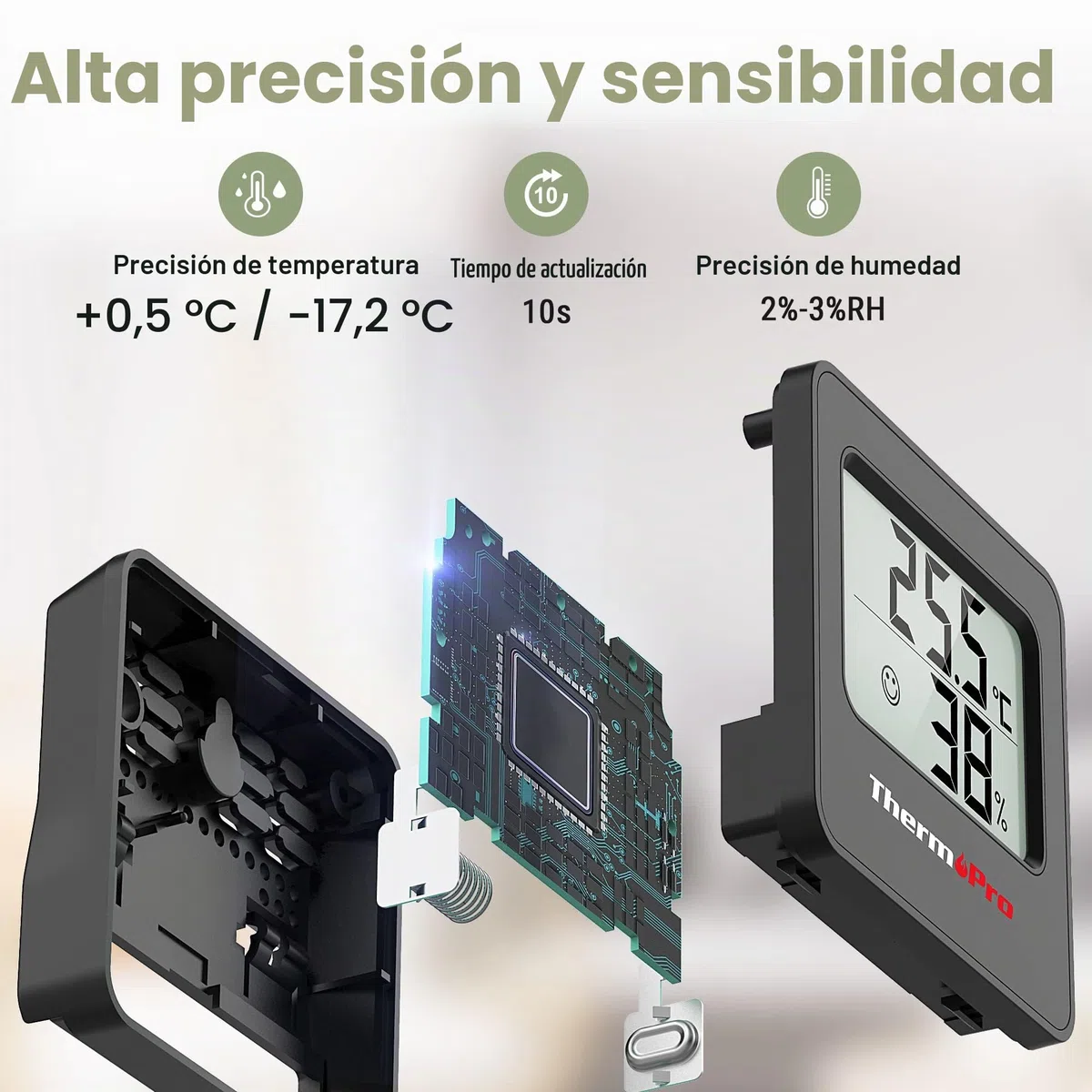 ThermoPro TP157 Termómetro Higrómetro Digital Casa, Medidor de Humedad con Indicador Sonriente, Ideal para Sala de Estar, Oficina, Garaje o Invernadero, 3 piezas