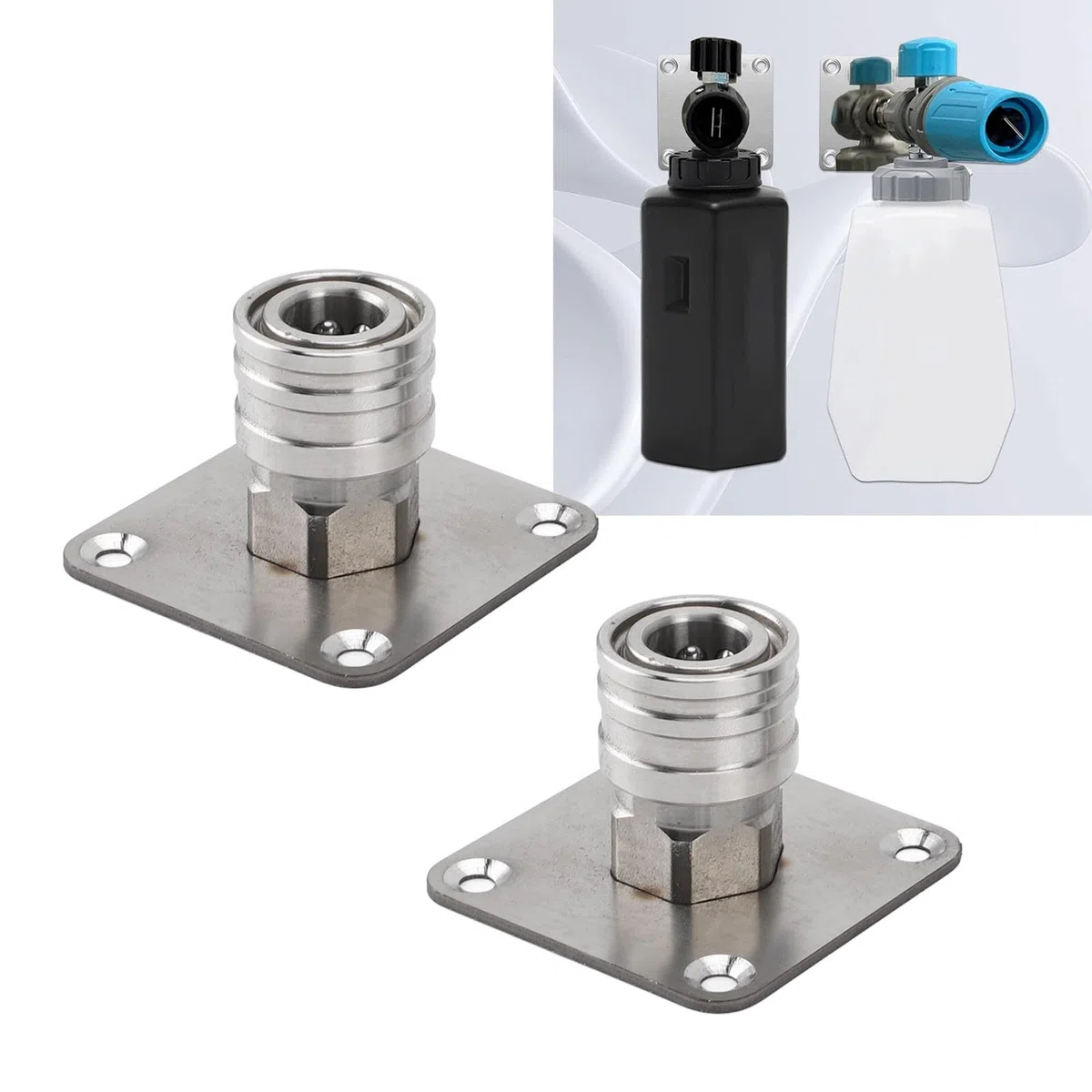 KKPLZZ 2 soportes para cañón de espuma para lavadora a presión de 1/4 pulgadas de conexión rápida de acero inoxidable para boquilla de lavado a presión, soporte de montaje en pared