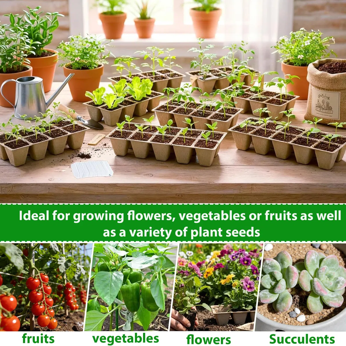 Macetas Semillas Germinación Macetas Biodegradables Semilleros con Agujero en la Parte Inferior para Todas Las Semillas, plántulas, Flores, Frutas y hortalizas (Marrón, Estilo 1)