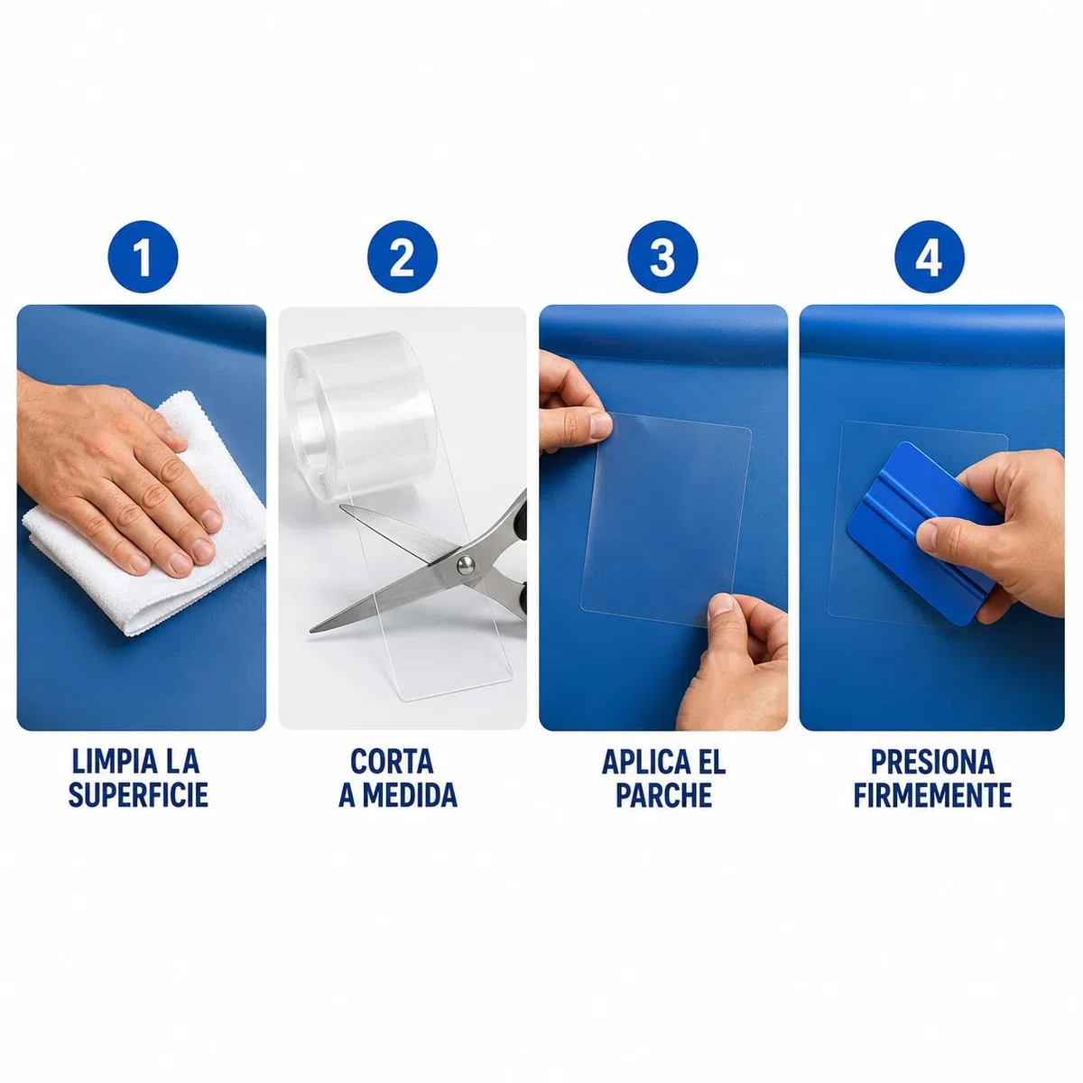 Parches Piscina Bajo Agua – Kit Reparación Piscina 10x150cm, Cinta Adhesiva Impermeable PVC Flexible, Parche Liner Piscina, Reparación Lona Piscina, Colchones Hinchables