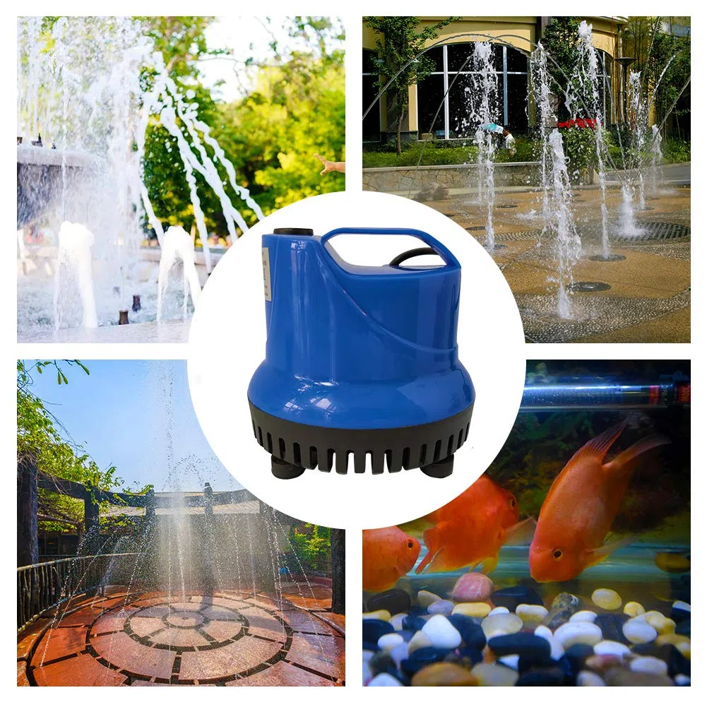 Bomba de Agua Sumergible 1200L/H 25W con 3 Boquillas Bomba de Agua para Fuente Acuario Estanque Pecera Ultra Silencioso Circulación de Agua Dulce y Marino 1.8m de Altura - Azul