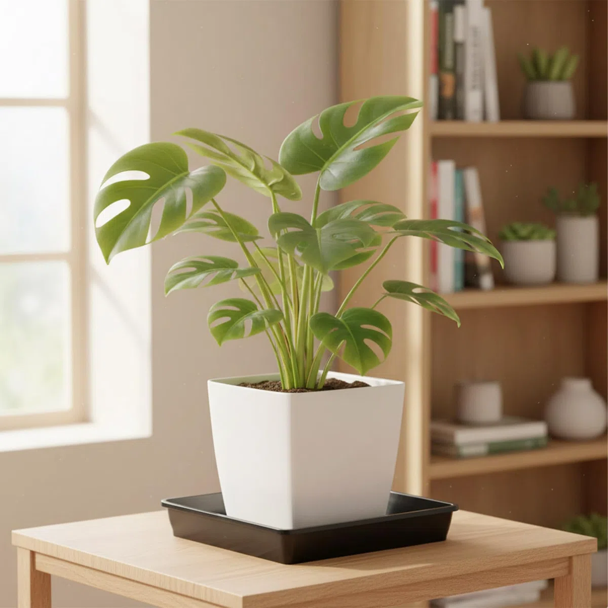 Platillos Cuadrados para Plantas Plato Plástico para Maceteros 30 x 30 cm Paquete de 4 Bandeja de Goteo de Agua de plástico, Macetas para Interior Exterior Jardín Terraza balcón