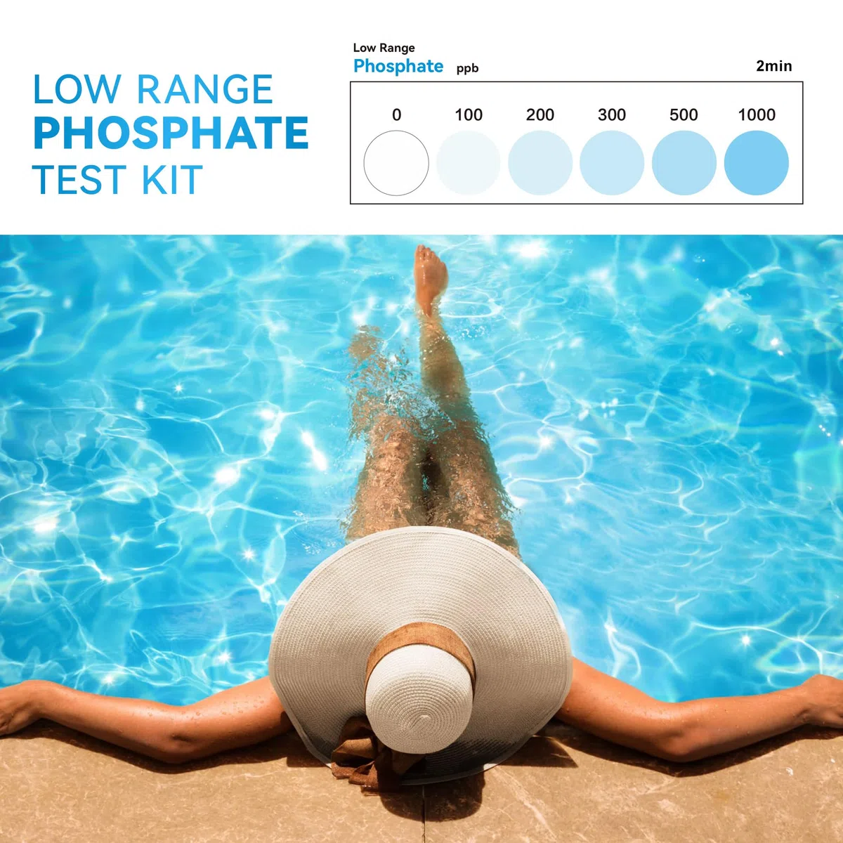 Kit de prueba de fosfato, kit de prueba de fosfato de piscina, 50 tiras de prueba de fosfato para bañera de hidromasaje y piscina, prueba de agua rápida y fiable con tubo colorimétrico