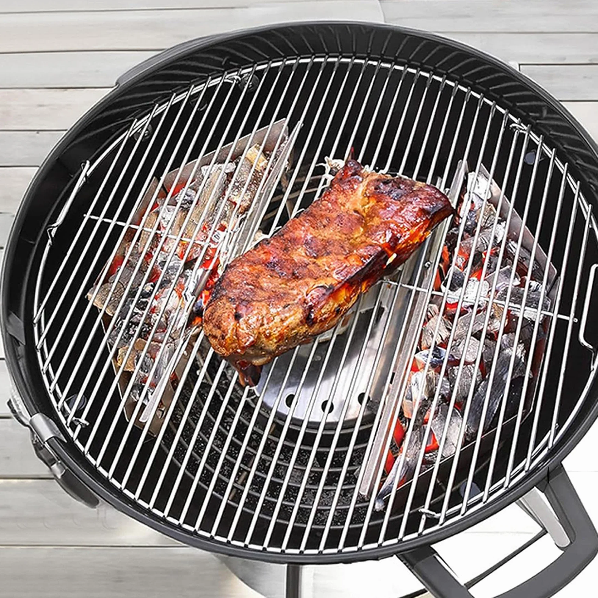 2PCS Cestas Para Carbón, Calor Directo e Indirecto Para Grill Hervidor de 39 cm, Soporte de Combustible de Carbón Para Piezas, Fácil de Limpiar, Se Puede Superponer Para Almacenar