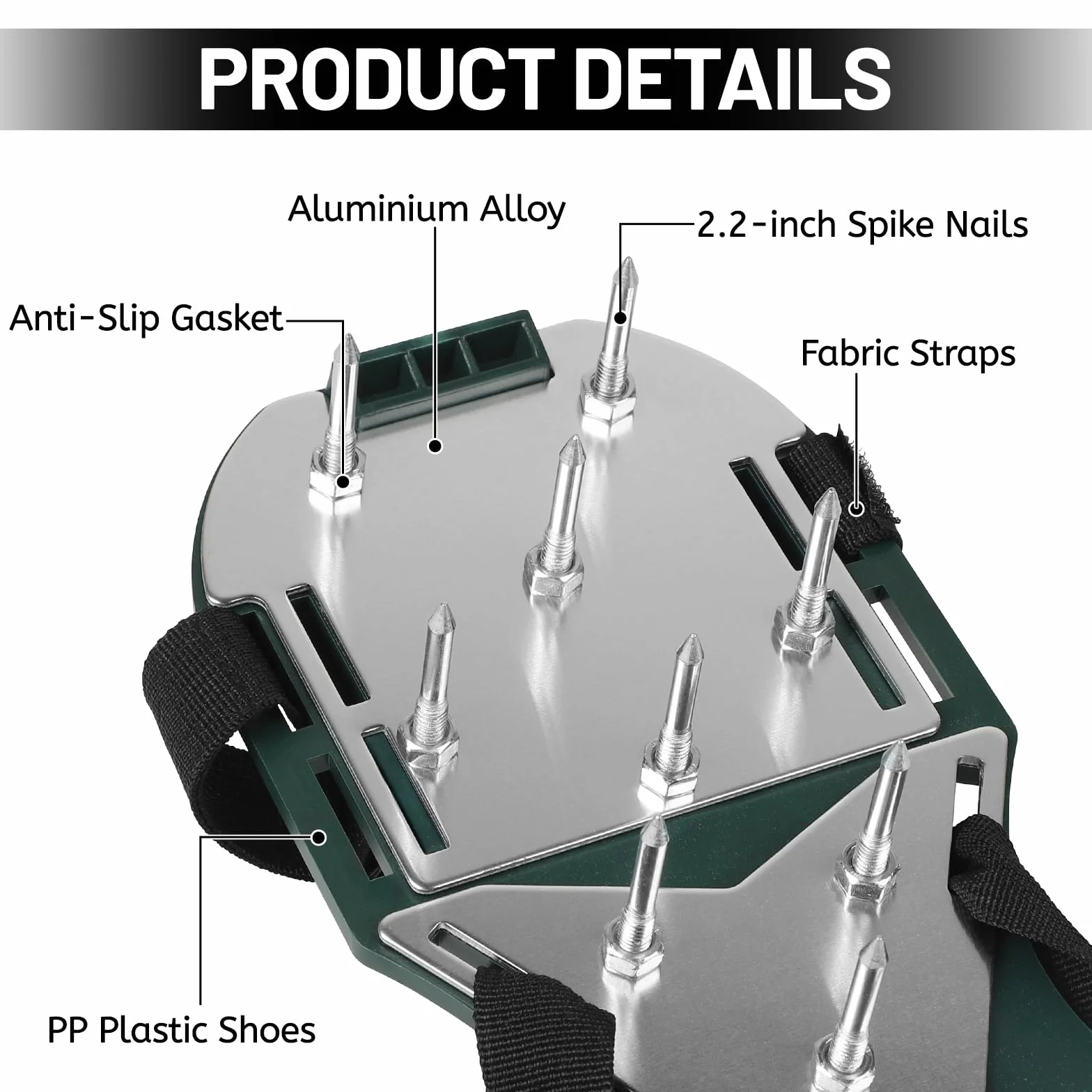LALAGO 1 par Zapatos Aerador de Cesped Verde, Sandalias Césped Zapatos con Puntas Talla Universal Manual, Suela con Clavos con Pala y Clavos para Zapatos Aireación para Ventilar Patio y Jardín