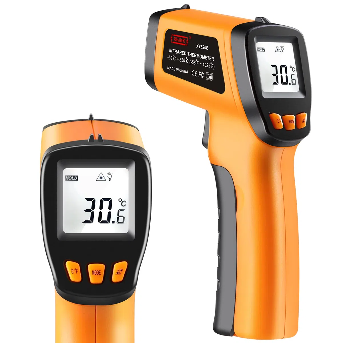 Termómetro de infrarrojos (50 °C a 550 °C), pistola de temperatura láser para horno de pizza, termómetro láser sin contacto, pistola para cocinar, barbacoa, barbacoa, HVAC
