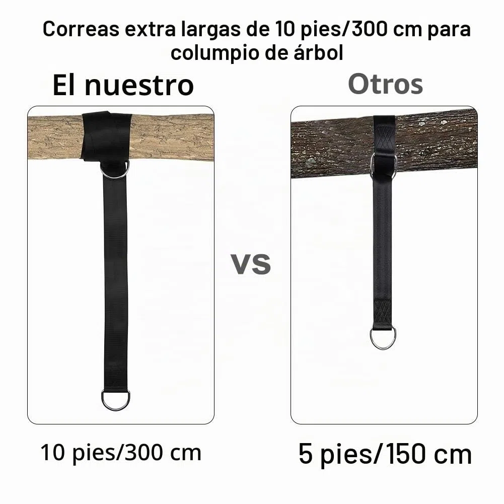 Correas Hamacas para Exteriores-2x300 cm Soporta Hasta 1000 kg Correas de Columpio con Mosquetón de Seguridad Cojines de Protección de Arboles, Accesorios de Hamaca para Hamacas Columpios Yoga