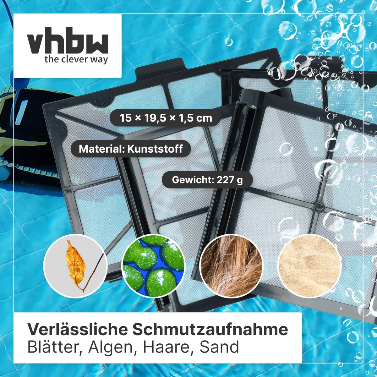 vhbw 4X Almohadilla de Filtro Compatible con Dolphin Avalon 20, Blue Maxi 10, Blue Maxi 20 aspiradora, Robot de Piscina - Filtro Fino