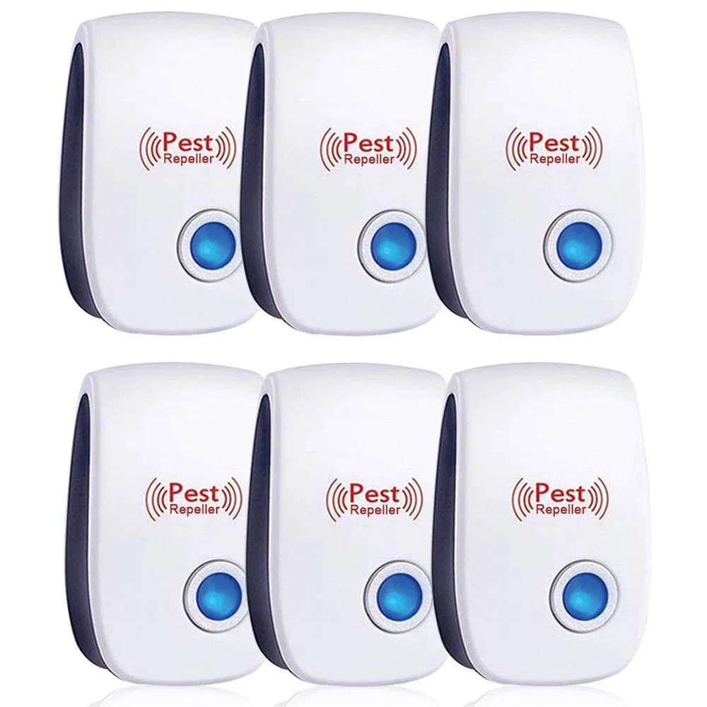6 Piezas Repelente Ultrasónico de Plagas, Electrónico Repelente Mosquitos Insectos Control de Plagas,Repelente Ultrasónico Ratas para Moscas, Mosquitos, Ratones,Cucarachas, Arañas, Hormigas,Insectos