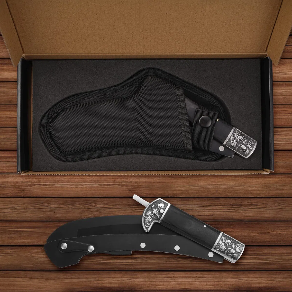 GVDV Hoz de Jardín Plegable, Fácil de Transportar, Hoja de 190 mm, para Hombres