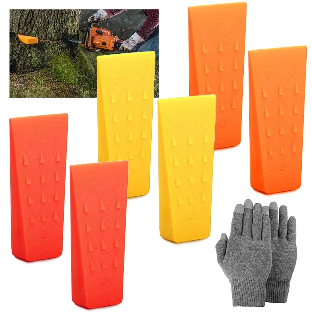 Cuñas para Talar árboles,6 Piezas Cuñas de Tala de Plástico,Cuñas de Troncos para Motosierra,Cuña de Arbol Plástico,Cuñas de Corte de Motosierra,Cuña para Madera,Porta Cuñas para Tala de Arboles