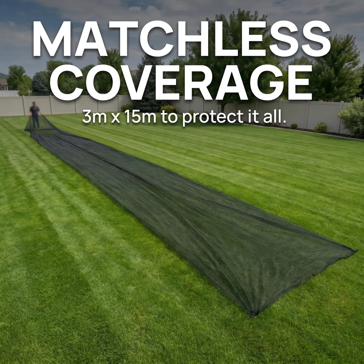 Mosquitera para Exteriores 15 x 3 m, Malla para Huerto de Poliéster con 120 Bridas, Red Protectora Vegetales para Proteger Verduras y Frutas, Protección Eficaz contra Insectos y Parásitos
