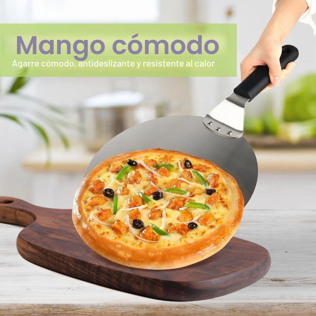 Pala para Pizza, Pala para Pizza Horno inoxidable, 10 Pulgadas pala Pizzas para Pan Barbacoa Cocinar Pizzas Colgable Fácil de Almacenar