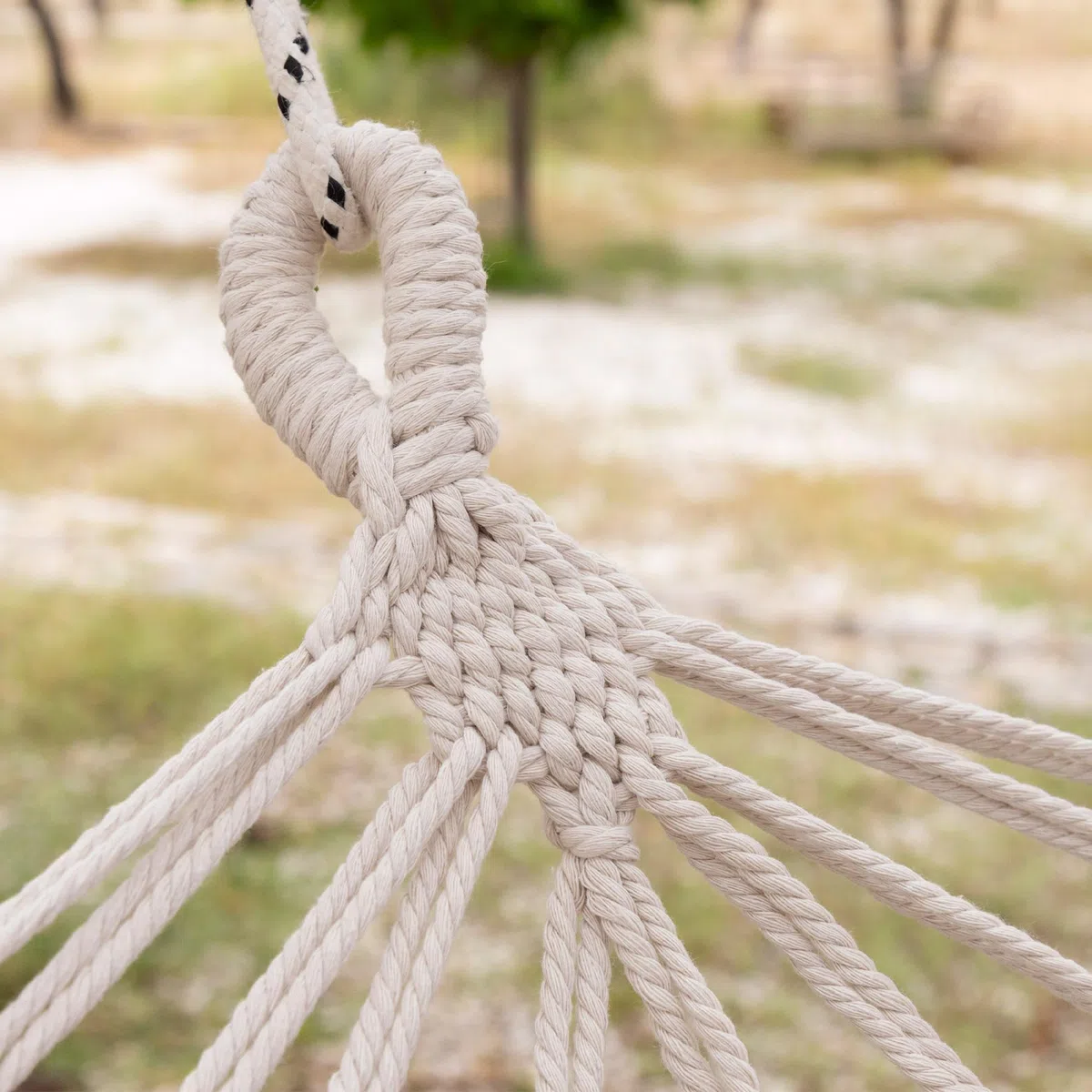 AKTIVE 63163 Hamaca Colgante, 200x100 cm de algodón y poliéster a Rayas, con Soportes de Madera y Cuerdas de sujeción, Capacidad hasta 110 kg, para jardín, terraza o Camping