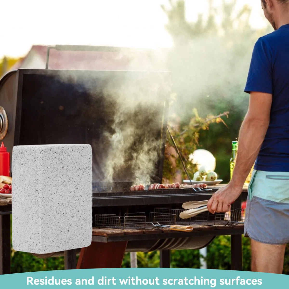 Cyrank Bloque de Limpieza de Piedra para Parrilla, 4 Piezas Ladrillos de Limpieza de Parrilla Barbacoa Limpieza de Parrilla Bloque de ladrillo Manchas Limpiador de Grasa Piedra Accesorio de Cocina
