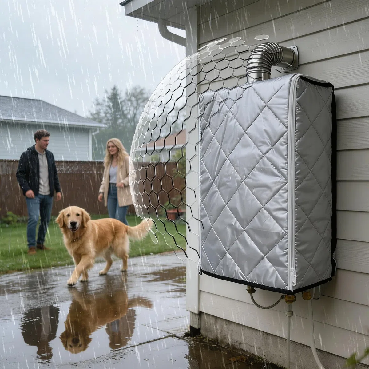 Para Calentador De Agua,Manta Aislante para Electrodomésticos de Cocina con Cremalleras,Cubierta Con Cremallera Para Termo Eléctrico | Protección Contra, Lluvia, Nieve