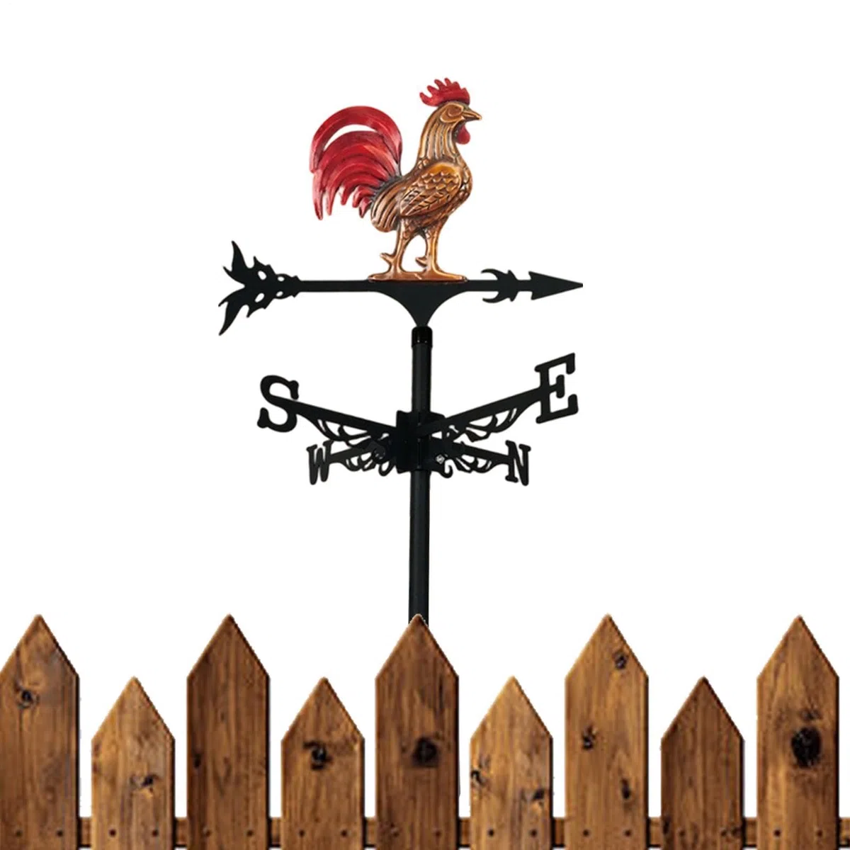 Decoraciones De Veleta De Gallo De Metal, con Punta De Flecha Que Libremente, 32x3x57 Cm, Spinner De Viento De Gallo De Hierro Decorativo, Indicador De Dirección De Montaje En Techo, Construcción