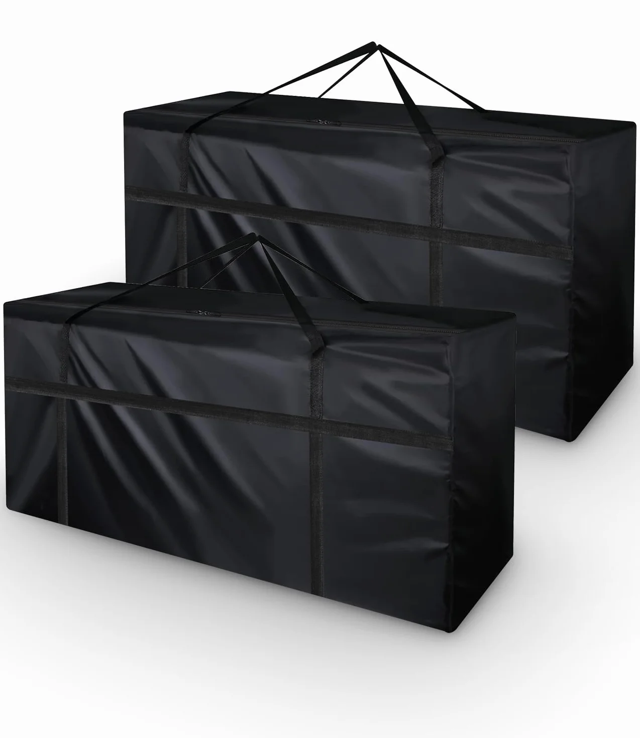 Funda Cojín para Muebles, Paquete de 2 estuche de Almacenamiento para Exteriores gran tamaño, Jardin Bolsa Impermeable con Asas para Muebles Ropa, Mantas(122x39x55cm,Negro)