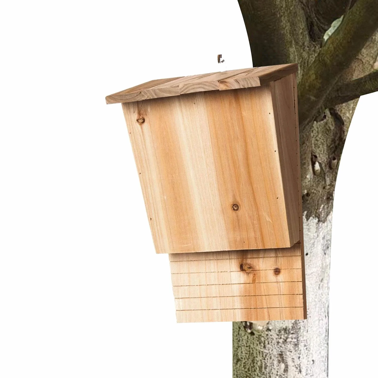 Casas para murciélagos de Madera para Uso en Exteriores | Caja de para murciélagos Hecha a Mano | Nicho para murciélagos de Madera Natural con Techo, atornillado y sin Tratar,