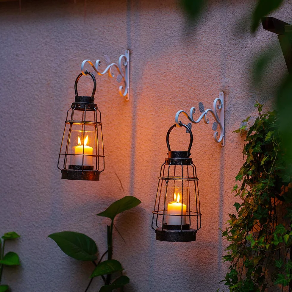 Soporte para Plantas para Colgar en la Pared, 2 Piezas Ganchos para Colgar Hierro Blanco Soportes ara la Pared 29.5cm Maceta Alimentador Pájaros Colgador Gancho Jardín Exterior Retro Tornillos Balcón