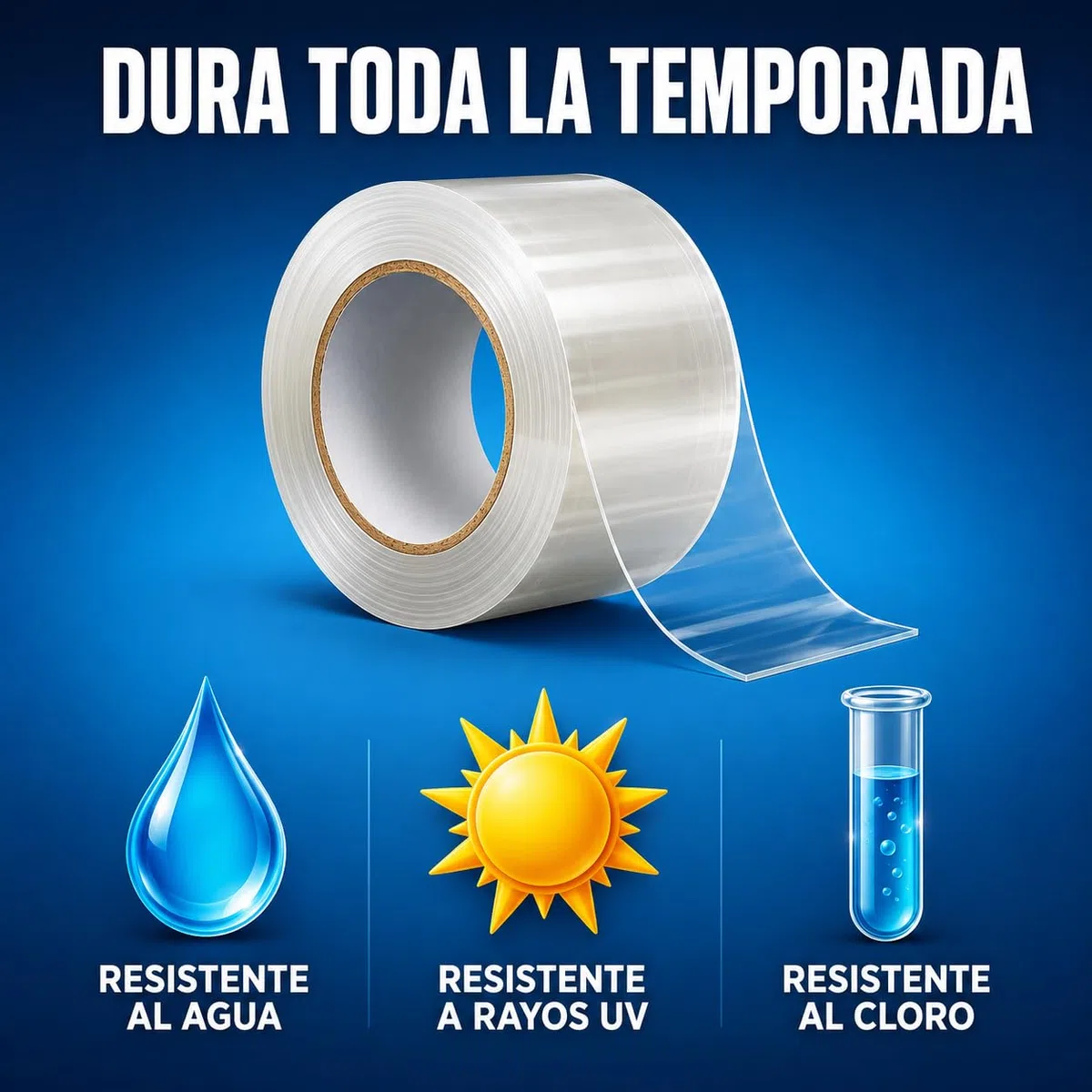 Parches Piscina Bajo Agua – Kit Reparación Piscina 10x150cm, Cinta Adhesiva Impermeable PVC Flexible, Parche Liner Piscina, Reparación Lona Piscina, Colchones Hinchables
