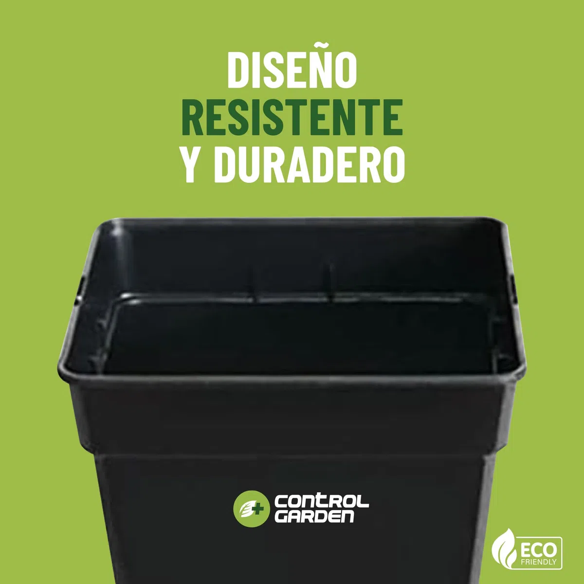 GROWMANIA Pack 5 Macetas Cuadradas para Plantas Negra 25L - Cinco Maceteros de Plástico para Flores 33x33x35 cm