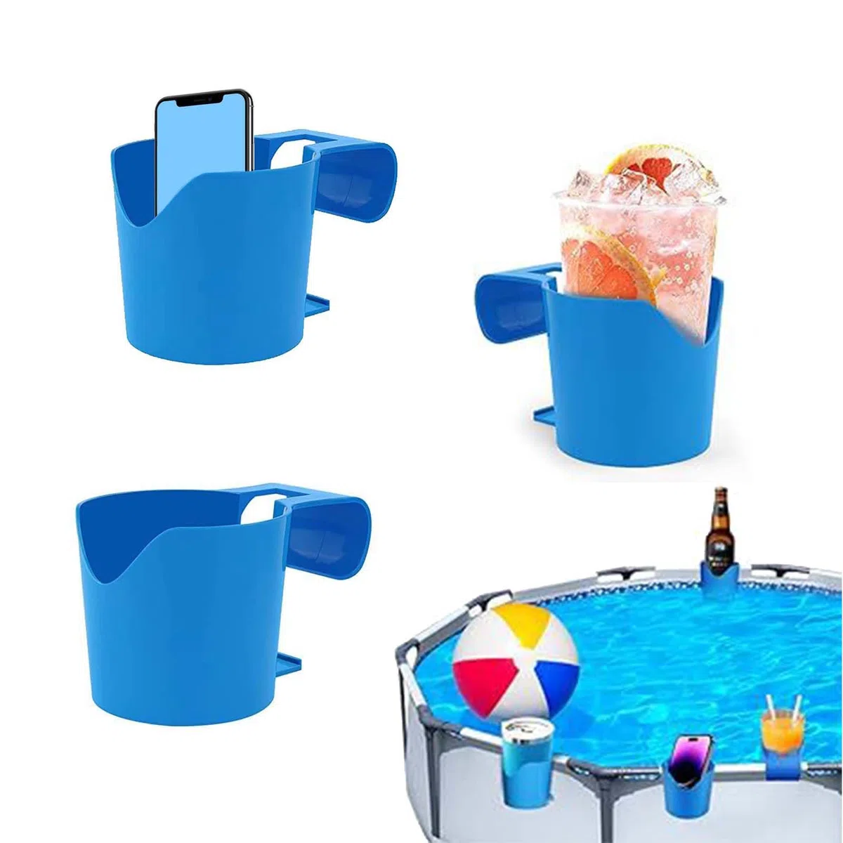 Portavasos Piscina, 3 Piezas Accesorios Piscina Soportes para Bebidas de Piscina, Accesorios Piscina Portavasos Colgante para Bebidas, Teléfonos Móviles, Llaves, Carteras