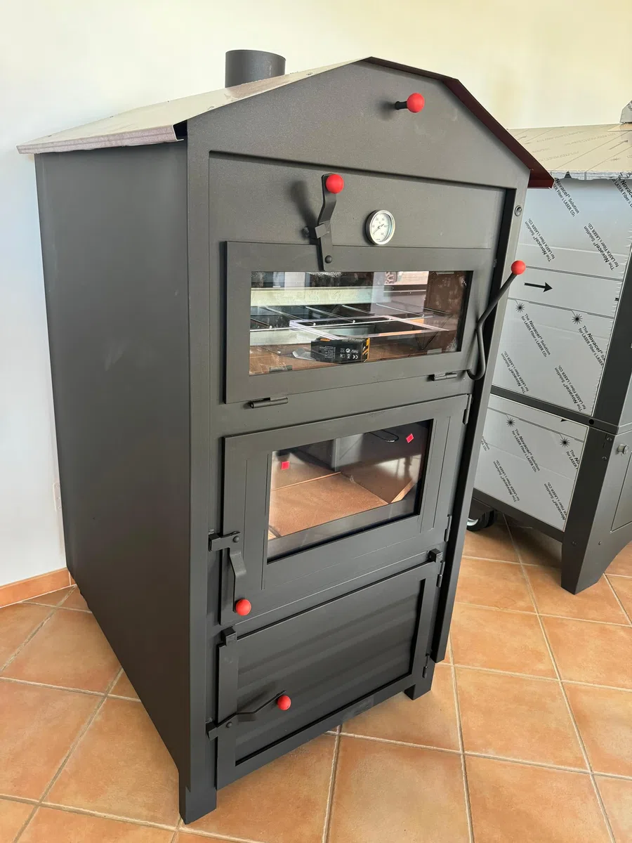 Horno de leña de cocina indirecta cámara con revestimiento superior de acero