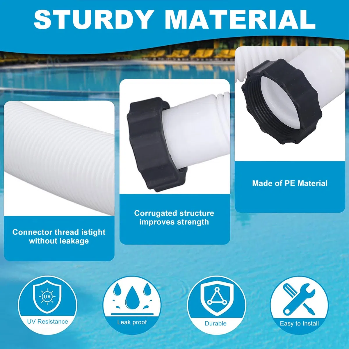 Manguera de Repuesto para Bombas de Piscina de 1,5 Pulgadas de Diámetro para Bomba de Piscina Enterrada, Mangueras de Piscina para Bombas de Filtro, Bombas de (0,4 m)
