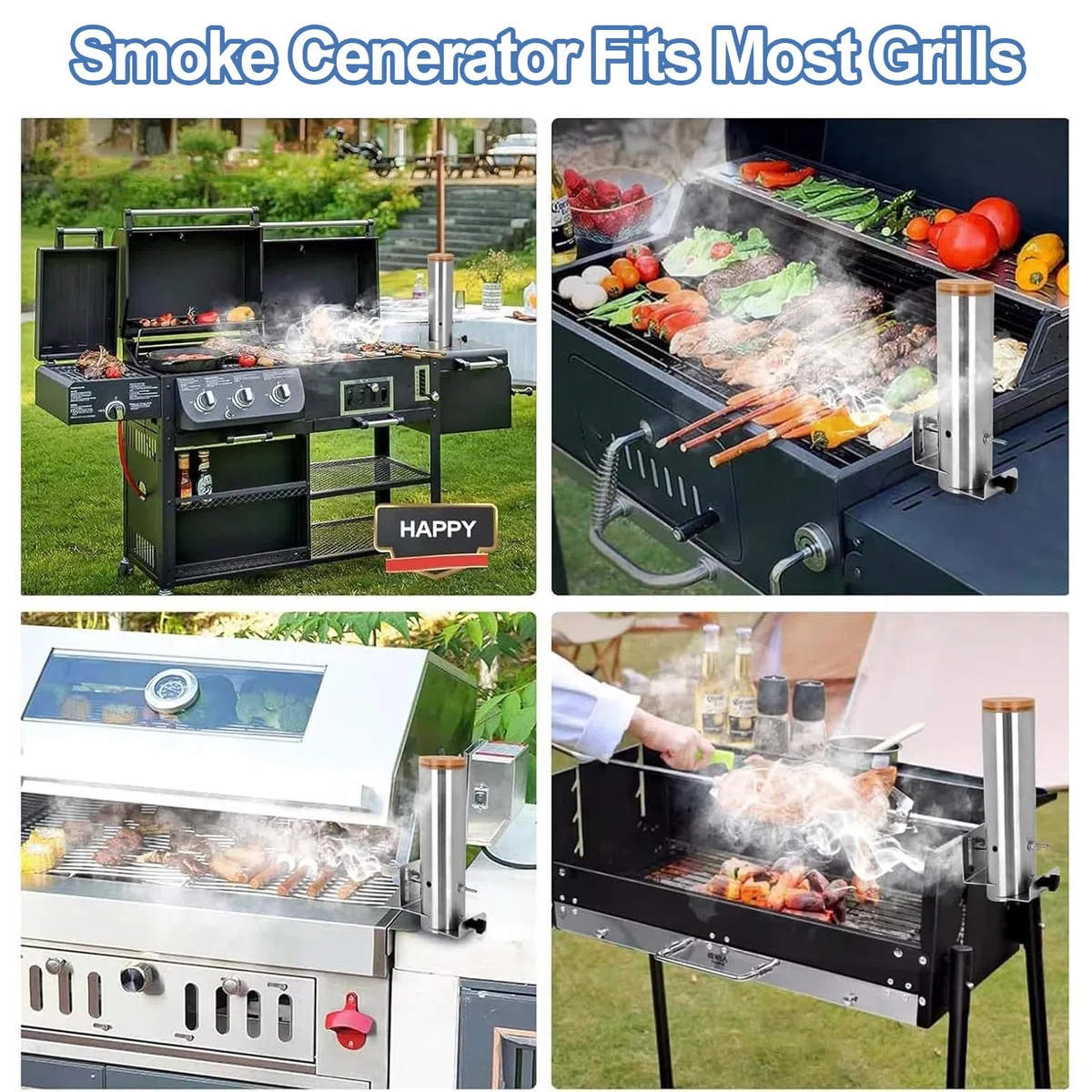 Ahumador eléctrico portátil para barbacoa con generador de humo frío, salida ajustable, fácil instalación, diseño a prueba de fugas para ahumar carnes y verduras al aire libre