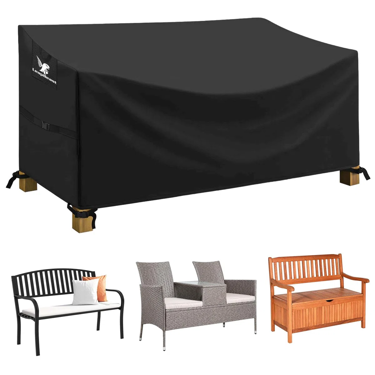 3 Plazas Funda para Banco de Jardín,Fundas Impermeables para Sofás de Jardín,Cubierta Protectora de Muebles,Impermeable a prueba de viento resistente a los rayos UV 600D Oxford (163*66*63/89)